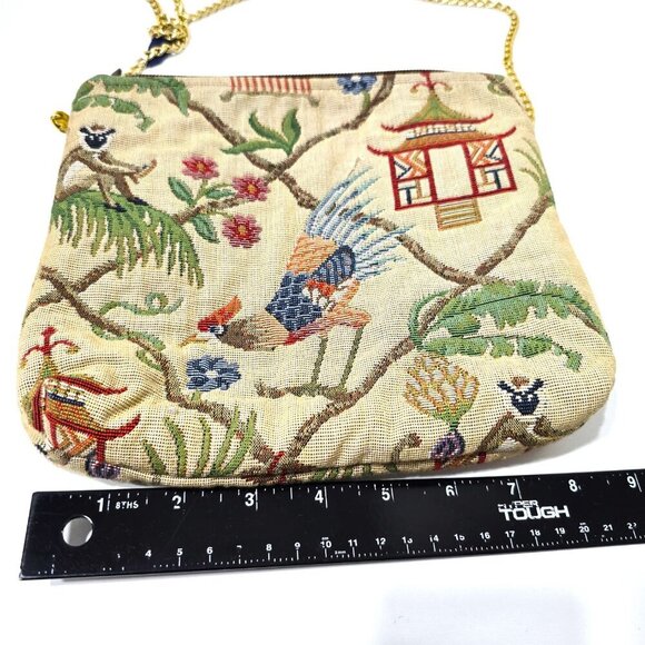 VTG Doodle Bags Asian Tropical Rooster Monkey Tapestry Needlepoint Crossbody Bag - Picture 10 of 12